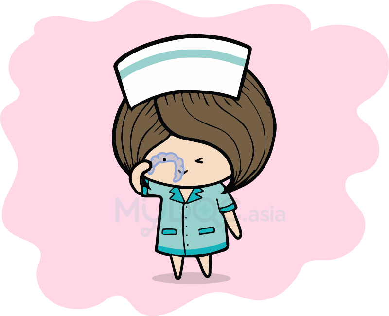 Juliet sees through a transparent dental aligner