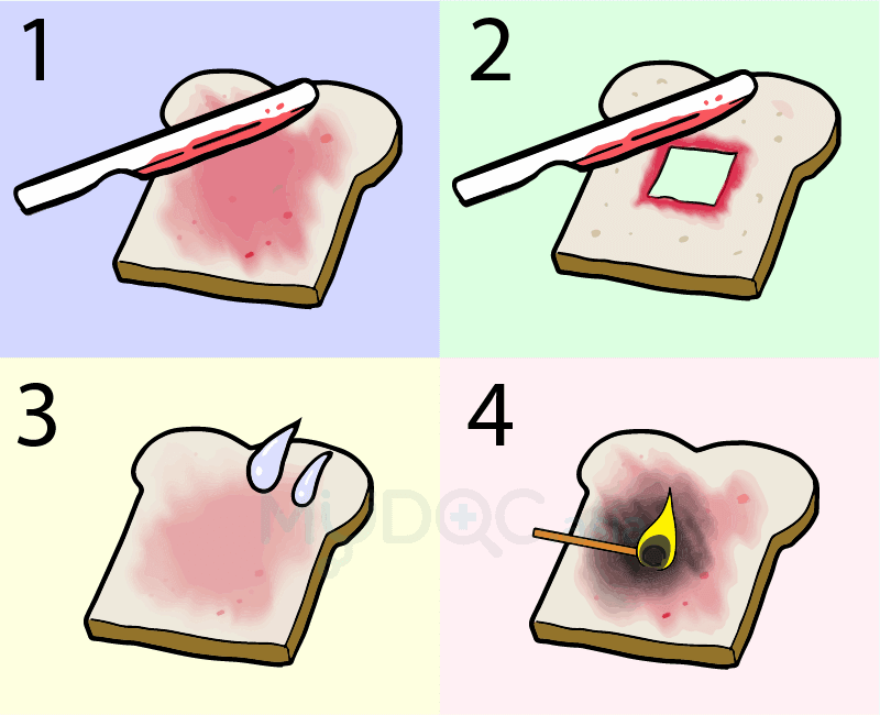 Non-laser tattoo removal methods illustrated with jam and bread