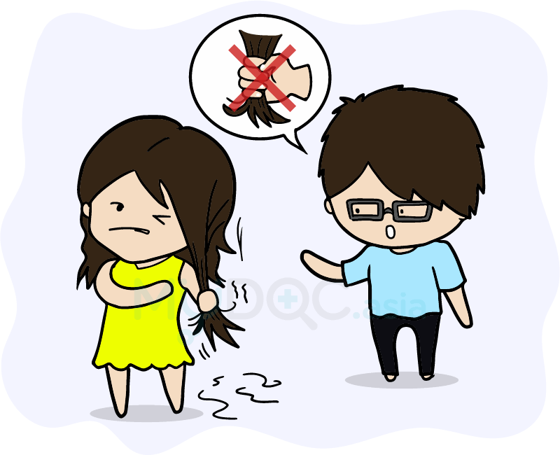 Lisa pulling her hair