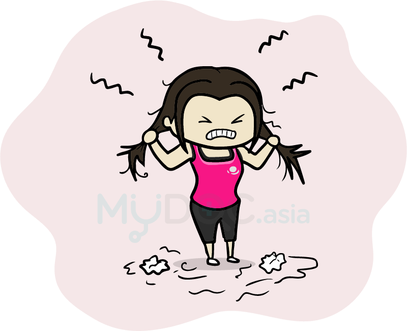 Shalini pulls her hair when she's stressed