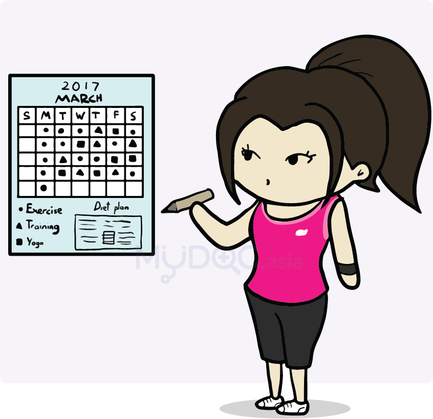 Shalini recording her exercise schedule