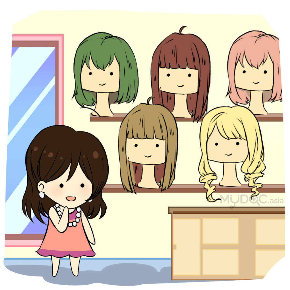 Hair wigs with different colours