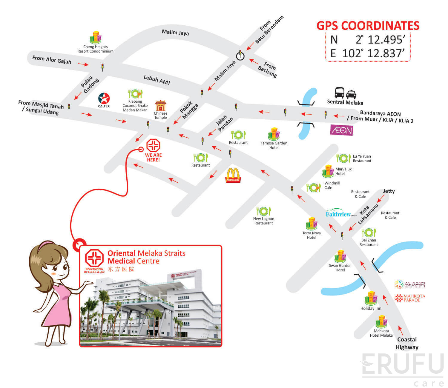 Oriental Melaka Straits Medical Centre OMSMC Map Direction